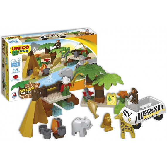 Unico- Unicoplus 8560-0000-Safari, 55 Pezzi, 8560-0000 Unico- Unicoplus 8560-0000-Safari, 55 Pezzi, 8560-0000