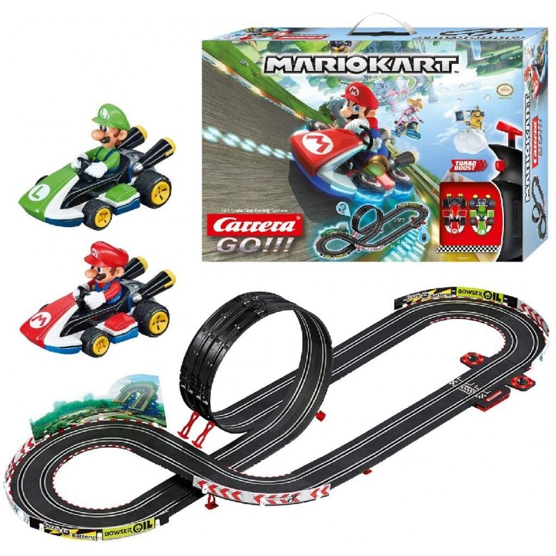Carrera Toys GO!!! Mario Kart Mach 8 Set Pista da Corsa e Due Macchinine  con Mario e Luigi,