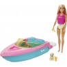 Barbie Playset con Bambola Bionda, Motoscafo Galleggiante, Cucciolo mattel GRG30