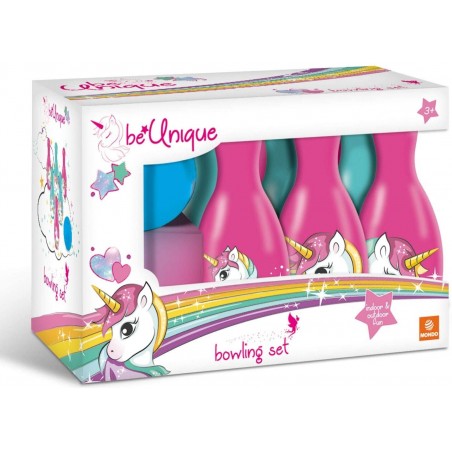 gioco per bambini 2 3 4 Anni Mondo Toys Set da Bowling Unicorn per bambini INCLUDE 1 palla e 6 Birilli tema Unicorn 28526 giocattoli di Sport 