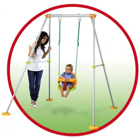 Smoby 7600310191 Altalena Plus in Metallo con Seggiolino Evolutivo 2 in 1, Altezza 180 cm