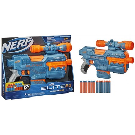 Hasbro Nerf Elite 2.0 Phoenix CS6 con blaster motorizzato e caricatore a clip mirino e 12 dardi inclusi‎   E9961