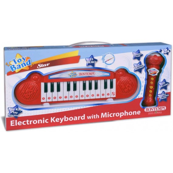 Bontempi Mini Keyboard And Karaoke Microphone Red 602110 Bontempi Mini Keyboard And Karaoke Microphone Red 602110