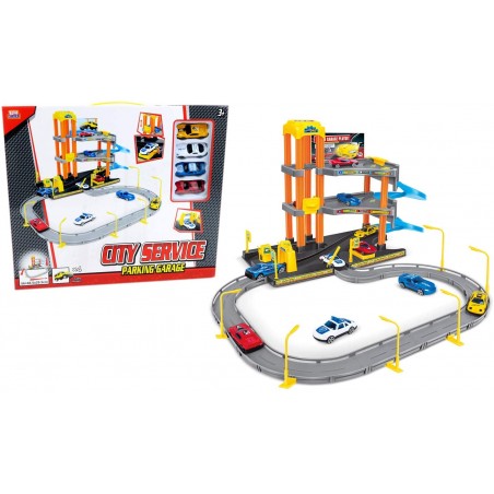 Kidz Corner 442501 Garage con Pista 3 Piani e 4 Veicoli