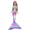 Barbie HDJ36 Dreamtopia Sirena Luci Scintillanti con Coda Luminosa 4 Giochi di Luce E Ciocche Rosa Alta 30,4 cm