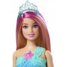 Barbie HDJ36 Dreamtopia Sirena Luci Scintillanti con Coda Luminosa 4 Giochi di Luce E Ciocche Rosa Alta 30,4 cm