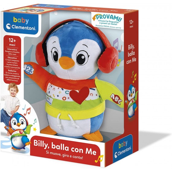 Clementoni 17676 Billy Balla con Me Peluche Interattivo Parlante Canzoncine e Filastrocche per Bambini 9+ Mesi