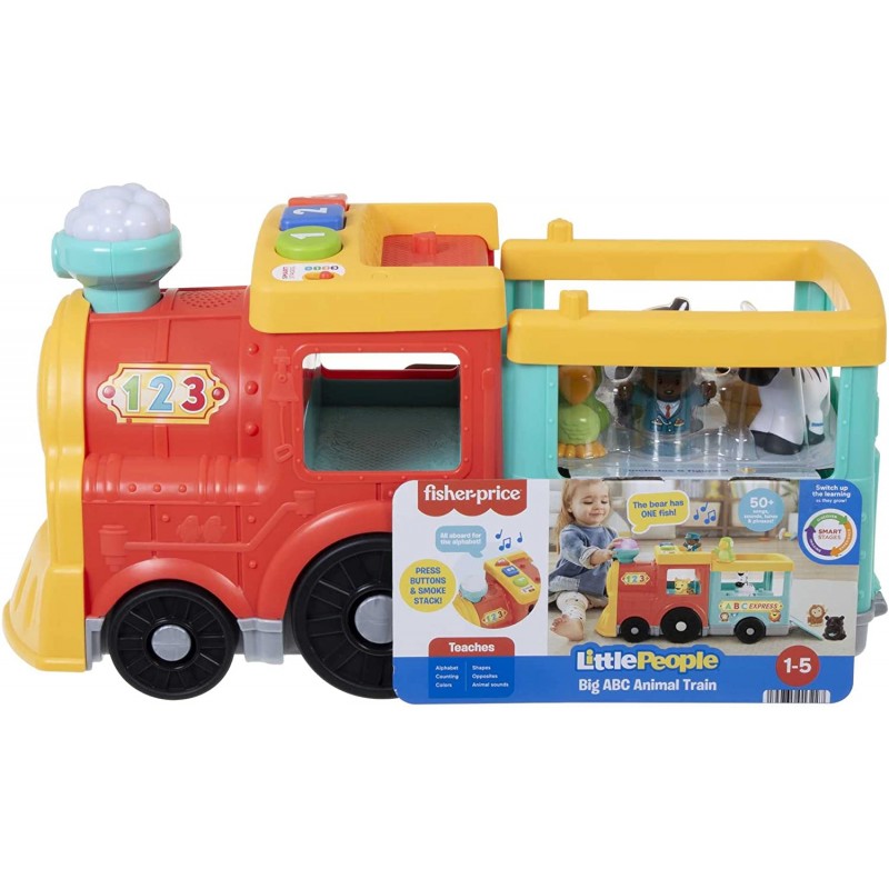 Fisher Price HHH20 Little People Il Trenino dell'ABC Multilingue a Spinta con  Luci Musica e Apprendimento Smart Stages