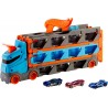 Hot Wheels GVG37 2in1 Camion Trasportatore e Pista con 3 Macchinine