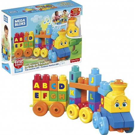 Mega Bloks FWK22 Treno dell' Alfabeto Musicale Blocchi da Costruzione per Imparare Lettere e Parole