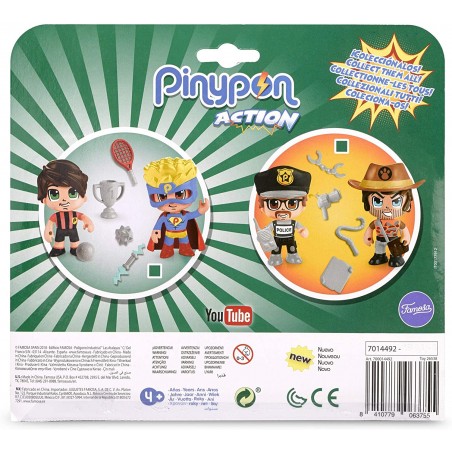 Pinypon Action Contenitore Polizia E Mostri - Testa Grande Con Maniglia, Vassoio E Scomparti, Include 4 Figure (Poliziotto, Vampiro, Frankenstein, Lupo Mannaro)