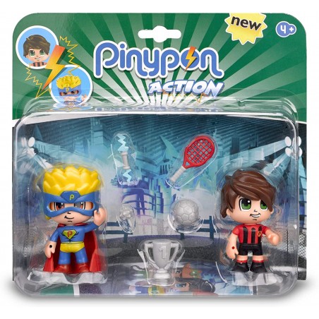 Famosa 700014492 Pinypon Action Confezione di 2 personaggi Supereroe e calciatore