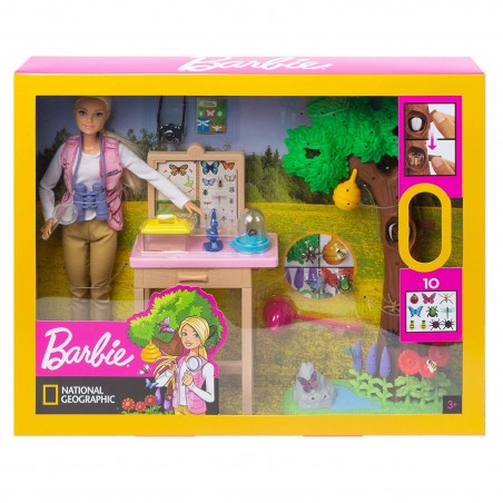 Barbie- Carriere Entomologa Bambola Bionda con Playset e 20 Accessori GDM49