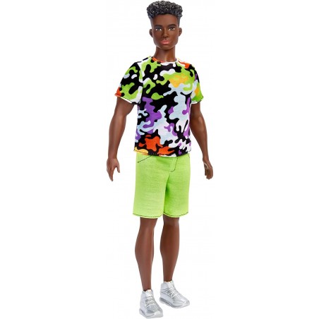 Barbie GBV23 Ken Fashionistas n. 183 Ken etnico con Vestiti alla Moda Capelli Ricci Scolpiti