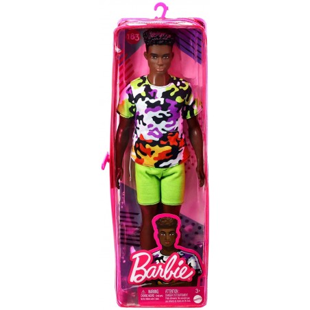 Barbie GBV23 Ken Fashionistas n. 183 Ken etnico con Vestiti alla Moda Capelli Ricci Scolpiti