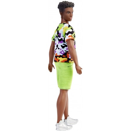 Barbie GBV23 Ken Fashionistas n. 183 Ken etnico con Vestiti alla Moda Capelli Ricci Scolpiti