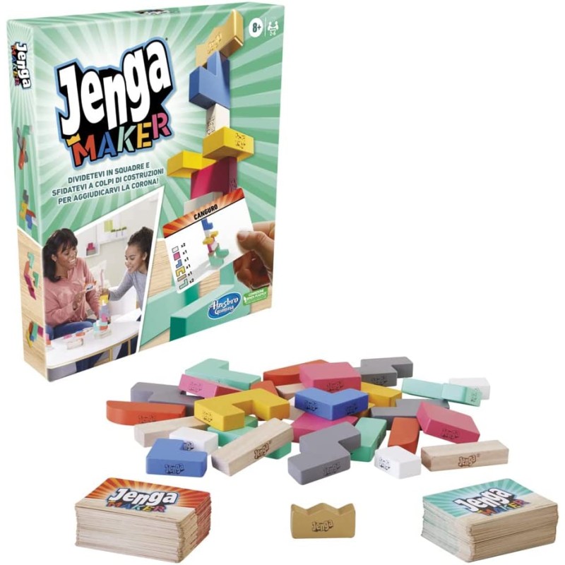 Jenga Maker mattoncini in vero legno gioco per 2-6 giocatori F4528