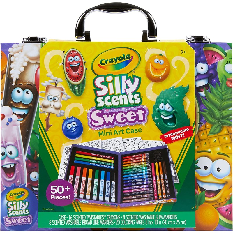CRAYOLA Silly Scents mini Art kit, set creativo con 32 pennarelli e  pastelli a cera profumati. Profumelli. Con 20 fogli da colorare. 04-0015 –  Giochi e Prodotti per l'Età Evolutiva