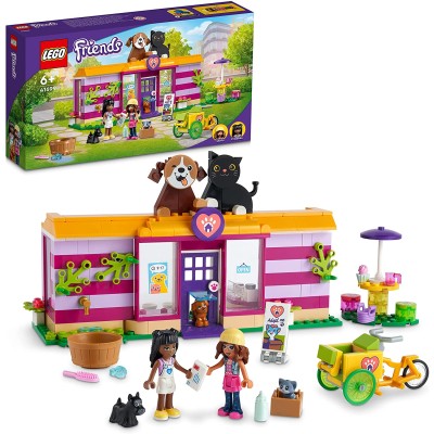 LEGO Friends 41699 Il Caffè di Adozione dei Cuccioli Parco Giochi Animali Mini Bamboline Olivia e Priyanka