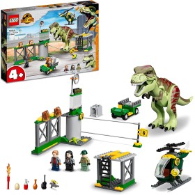 LEGO Jurassic World 76944 La Fuga del T.Rex con 3 Minifigure un Elicottero e un Dinosauro