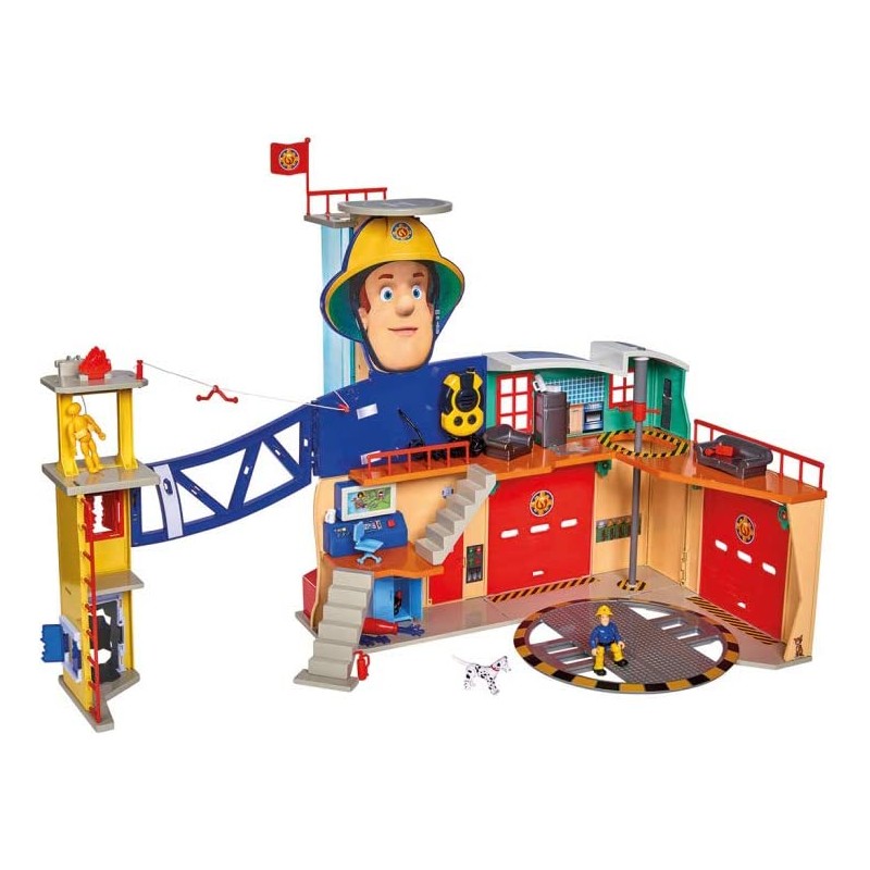Simba 109251059038 Sam il pompiere Mega stazione SOS con altoparlante luci e suoni