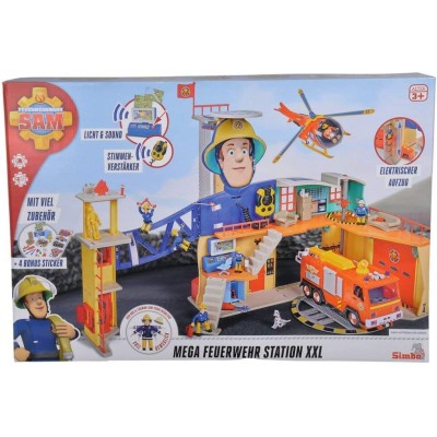 Simba 109251059038 Sam il pompiere Mega stazione SOS con altoparlante luci e suoni