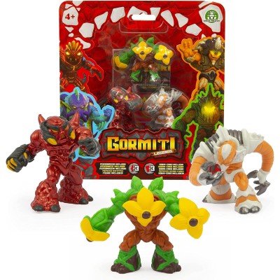 Gormiti GRL29200 Mini Personaggi Legends 3 personaggi inclusi Fiery Hammer Mole e Flours card inclusa