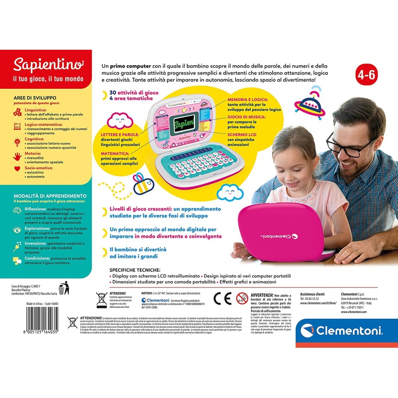 Laptop, tablet di apprendimento bianco per bambini con modalità di gioco,  laptop per bambini con lettere numeri vocabolario e animali, giocattolo di  apprendimento per bambini di età compresa tra 2 anni
