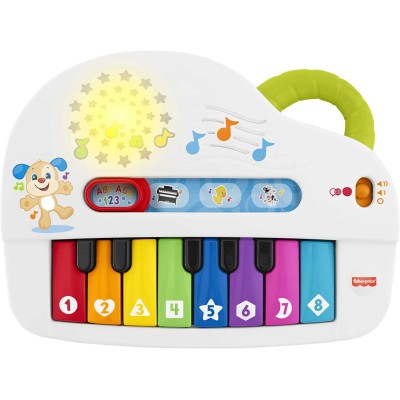 Fisher-Price HHX13 Pianoforte Cagnolino Ridi & Impara Portatile con Luci Versi degli Animali e 4 modalità di gioco