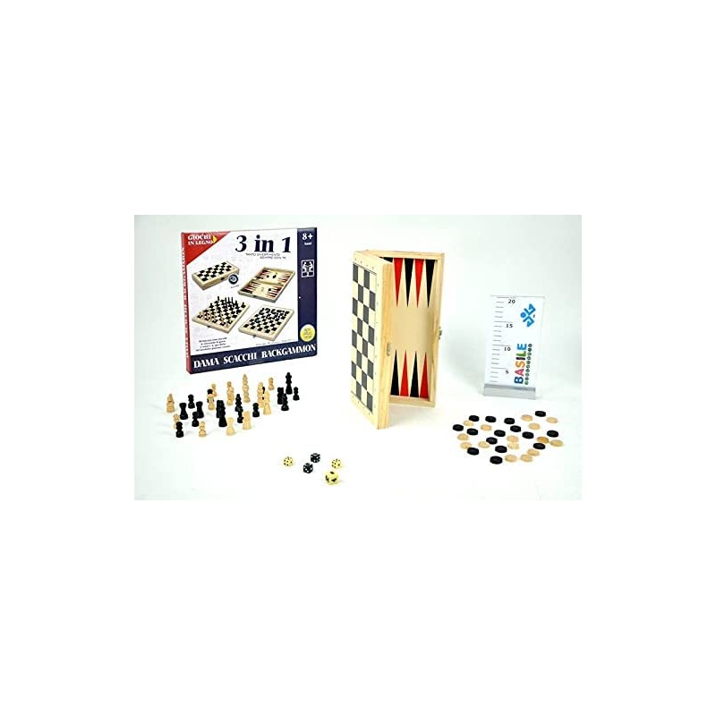 Kidz Corner 400754 3 Giochi in 1 Dama, Scacchi e Backgammon