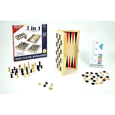 Kidz Corner 400754 3 Giochi in 1 Dama, Scacchi e Backgammon
