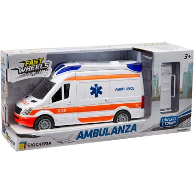 Giocheria GGi190005 Ambulanza con luci e Suoni e Movimento a Ruote libere,  portiere apribili con barella