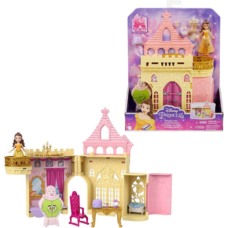 Hasbro HLW94 Disney Princess Il Castello di Belle Playset trasportabile con  Belle e altri Accessori