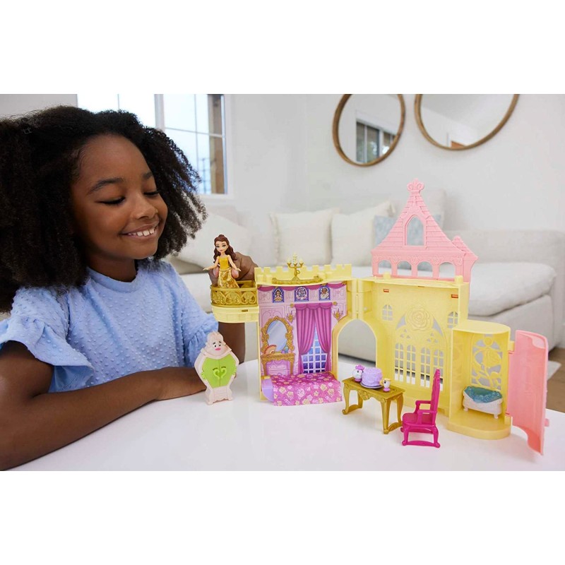 Hasbro HLW94 Disney Princess Il Castello di Belle Playset trasportabile con  Belle e altri Accessori