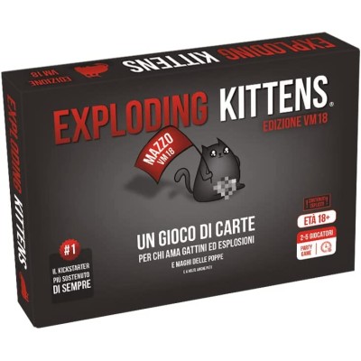 Asmodee ASM8616 Exploding Kittens VM18 Gioco di Carte Party Game Vietato ai Minori di Anni 18