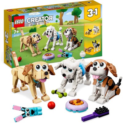 LEGO Creator 31137 Adorabili Cagnolini Set 3 in 1 con Bassotto Carlino, Barboncino e altri Animali