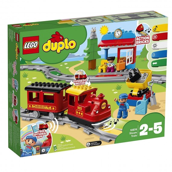 LEGO DUPLO 10874 Treno a Vapore Set Costruzioni Push & Go con Luci e Suoni LEGO DUPLO 10874 Treno a Vapore Set Costruzioni Push & Go con Luci e Suoni