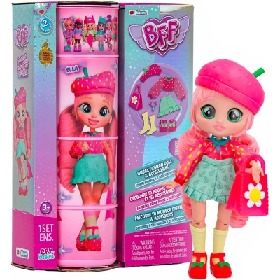 IMC Toys ‎908352 Cry Babies BFF S2 Ella con Capelli lunghi Vestitini in tessuto e 9 Accessori