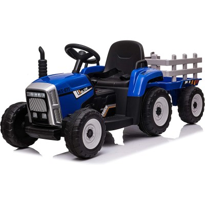 Trattore Elettrico 12V per Bambini Cavalcabile con Rimorchio Telecomando