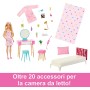 Mattel HPT55 Barbie Set Camera da letto con bambola in pigiama rosa e oltre 20+ accessori