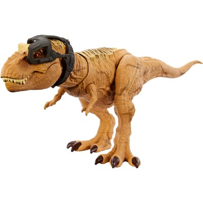 Mattel HNT62 Jurassic World T-Rex Caccia e Divora con azione d'attacco doppio morso suoni e attrezzatura di tracciamento