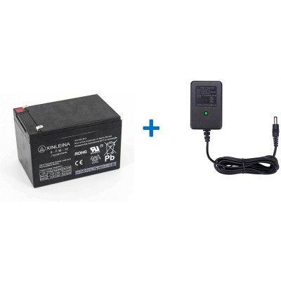 Batteria 12V 10AH + Caricabatterie Elettronico 12V 1000MA