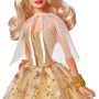 Mattel HJX04 Barbie Signature Magie delle Feste 2023 con abito satinato champagne, Mantella plissettata e accessori dorati