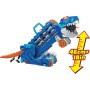 Mattel HNG50 ​Hot Wheels City Mega Dino Trasportatore pista da corsa che si trasforma in un T-Rex autotrasportatore