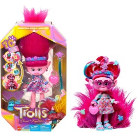 Mattel HNF16 Trolls Insieme Regina Poppy Magiche Acconciature con Capelli trasformabili Abiti e 15+ Accessori