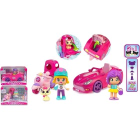 Famosa PNY37000 Pinypon Let's Go Personaggio con cucciolo e Auto o Moto