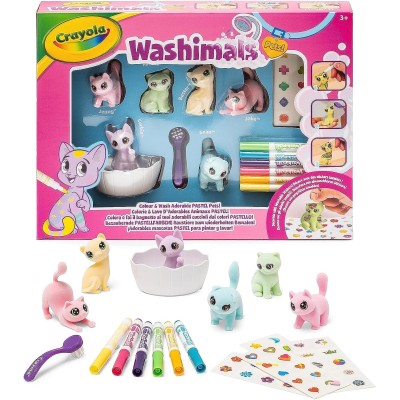 CRAYOLA 74-7515 Washimals Pets Set Attività con Adesivi Colori Pastello, per Colorare e lavare i Cuccioli