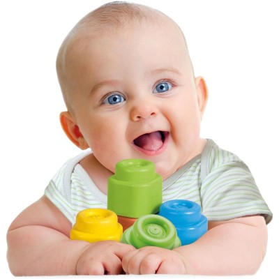 Clementoni 17878 Clemmy Soft Sacca 40 Set Costruzioni Mattoncini Morbidi Gioco Sensoriale 100% Lavabili