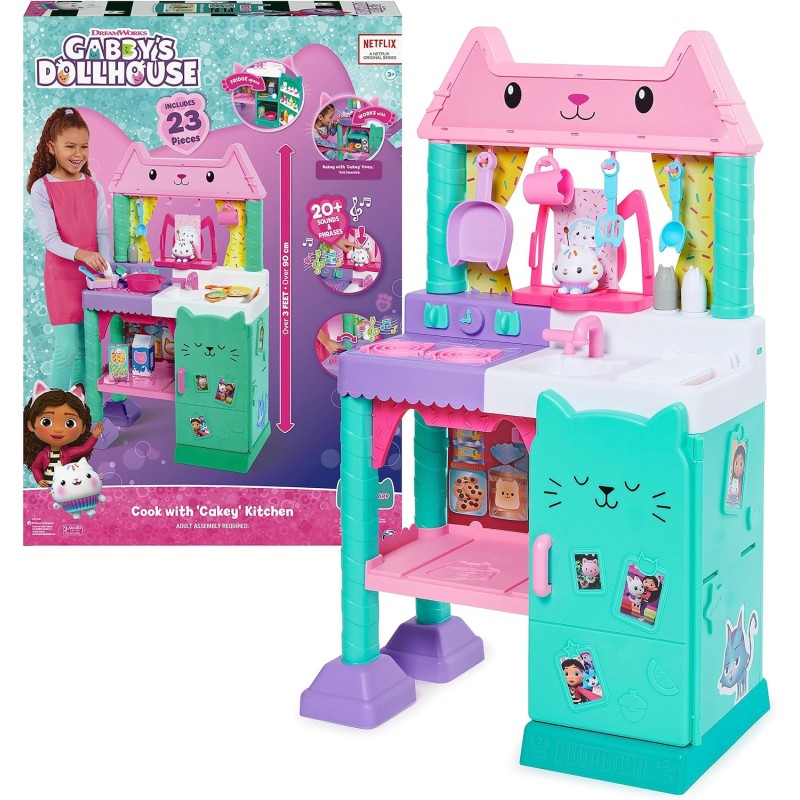 SpinMaster 6065441 Gabby's Dollhouse Cucina Cakey con Accessori Cibo e Suoni