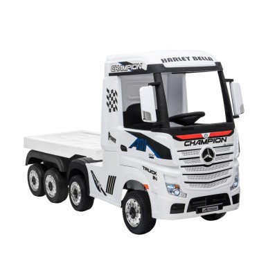 Camion Elettrico Mercedes Actros per Bambini 12V con Rimorchio Sedile in Pelle Telecomando Full Optional